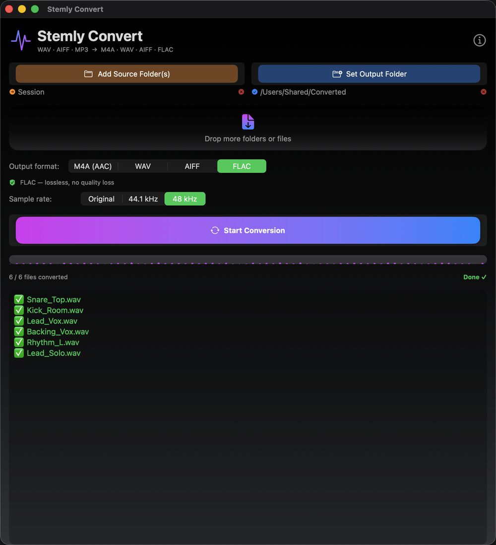 Stemly Convert — FLAC na Macu