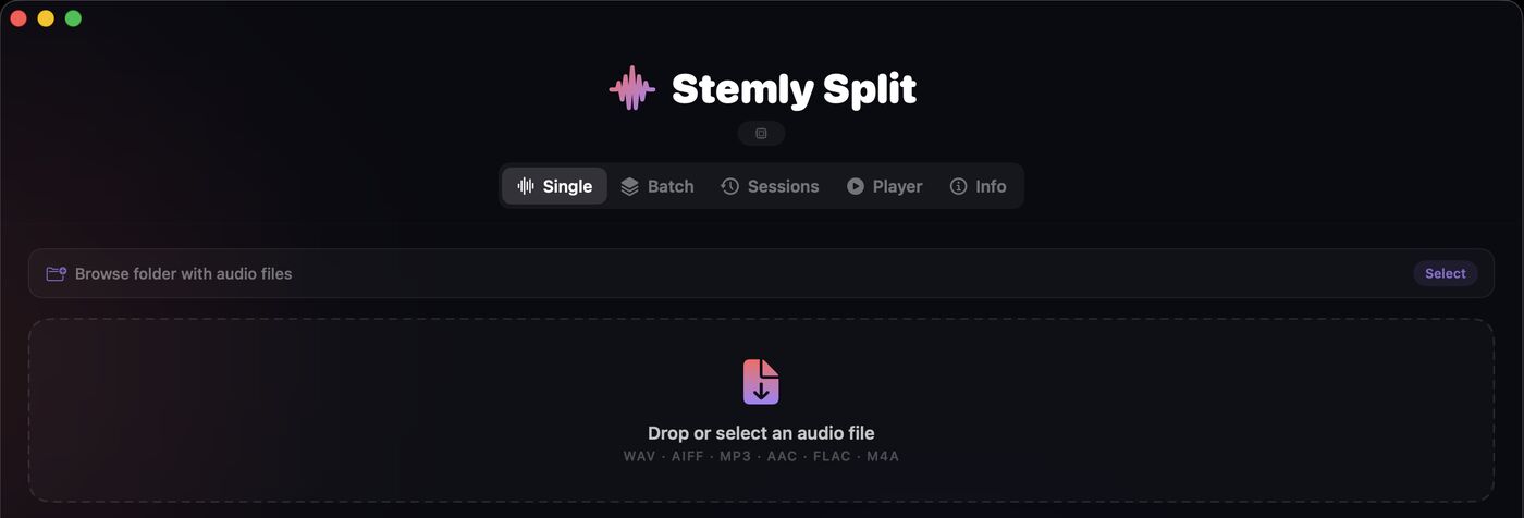 Stemly Split — Drop a file